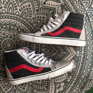 Vans high top Gray Red and Black